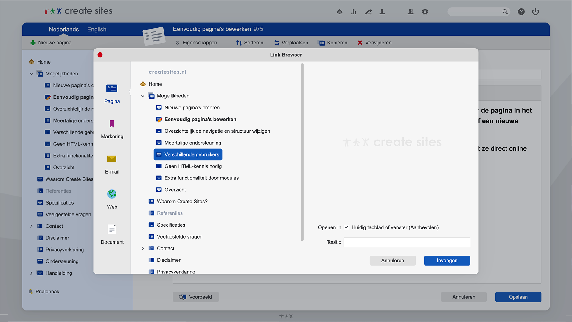 Website aanpassen voor iedereen:  Create Sites. / 2